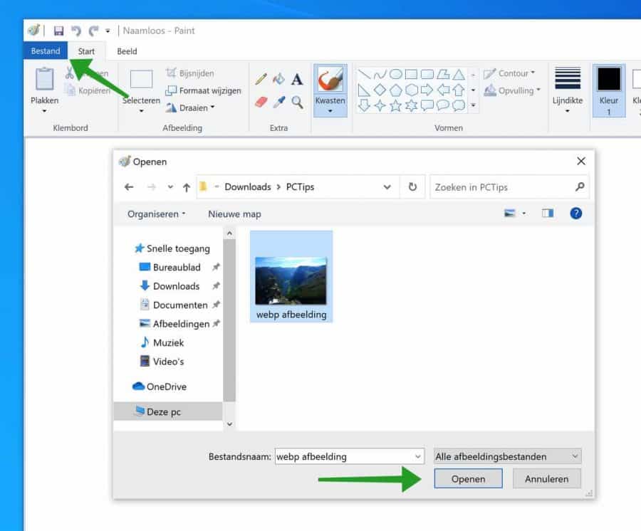 webp bestanden openen met paint