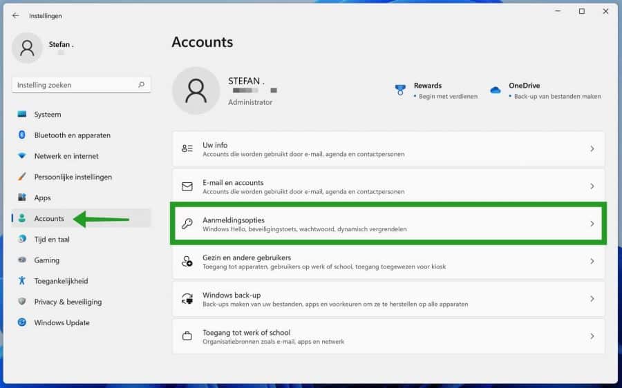 Aanmeldingsopties in Windows 11