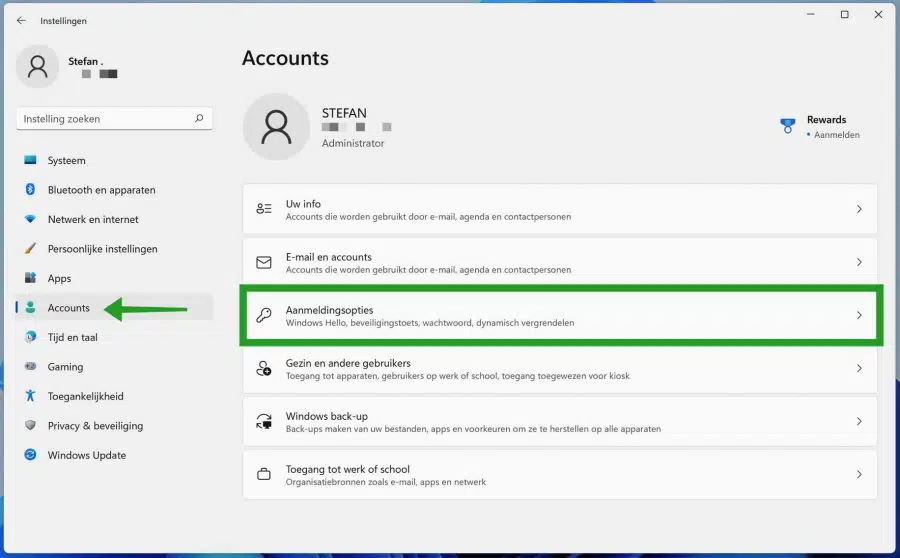 Aanmeldopties in Windows 11