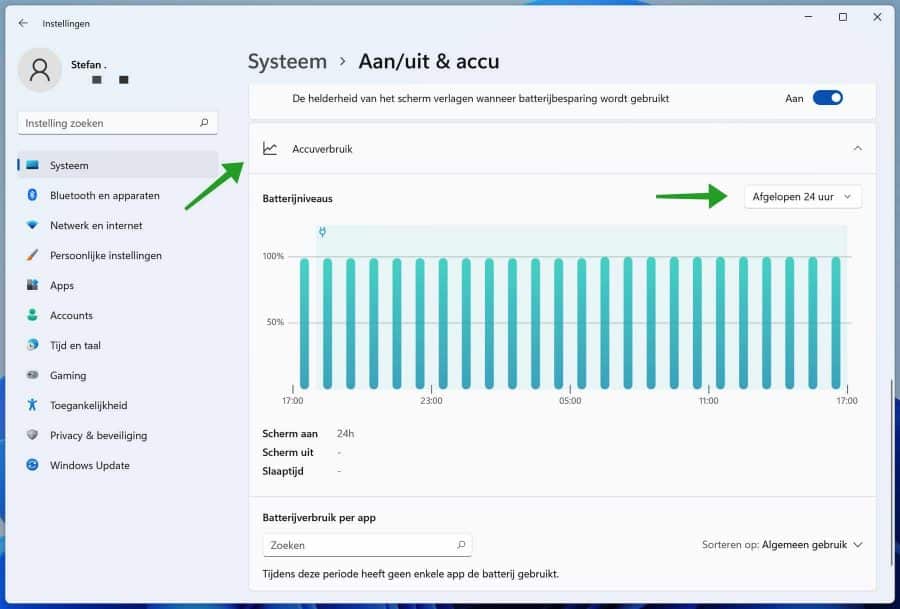 Consumo de batería en Windows 11