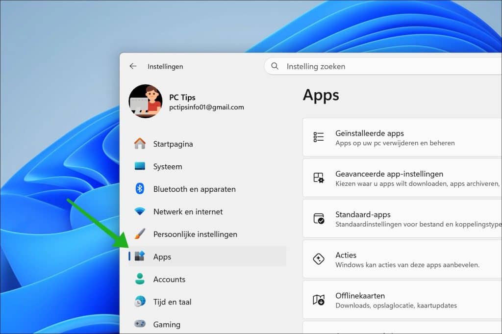 Apps openen