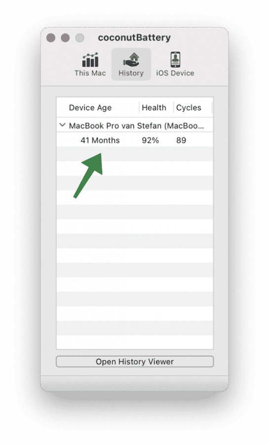 Battery age in MacBook