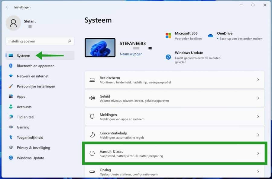 Energiespareinstellungen in Windows 11