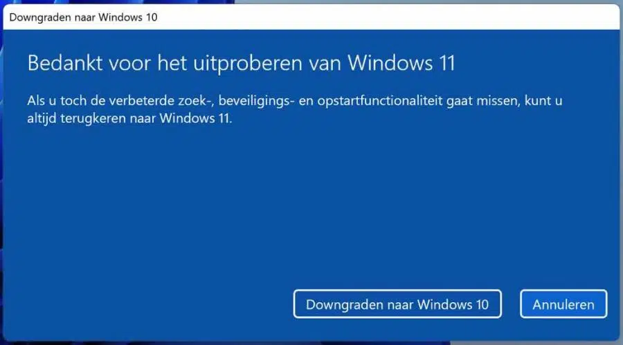 Bedankt voor het uitproberen van Windows 11