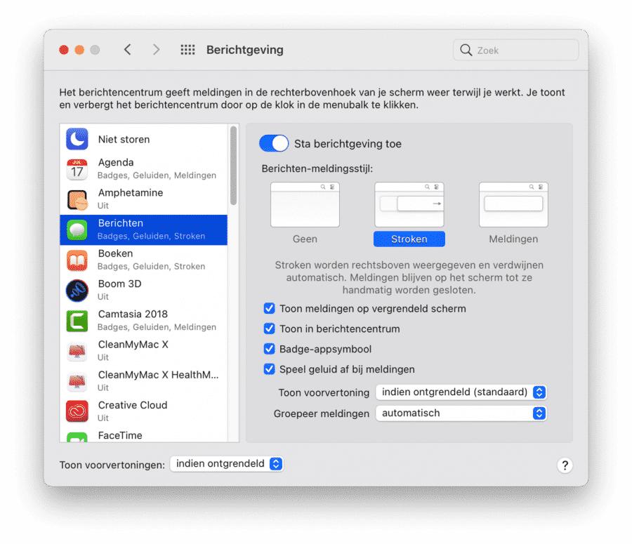 Customize message notifications in macOS