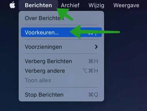 Berichten voorkeuren macOS