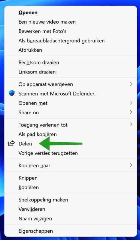 Bestand delen in Windows 11