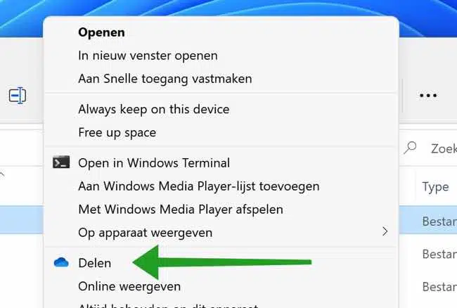 Bestand delen via OneDrive