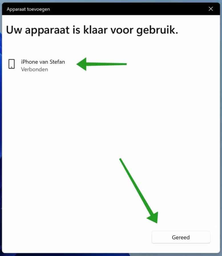 Bluetooth apparaat gekoppeld in Windows 11