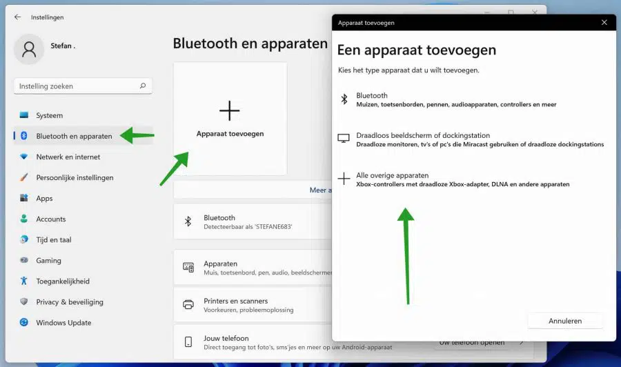 Bluetooth apparaat toevoegen in Windows 11