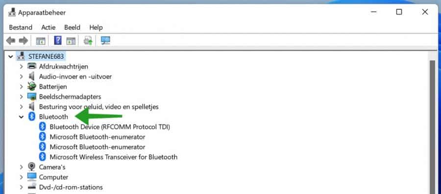 Bluetooth in apparaatbeheer