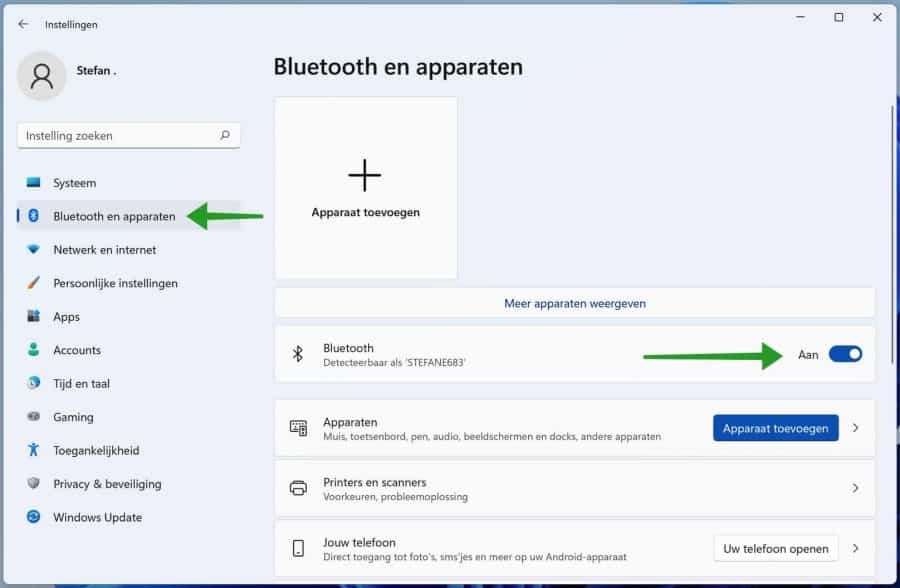 Bluetooth inschakelen in Windows 11