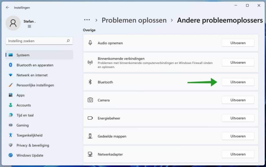 Bluetooth probleemoplosser in Windows 11