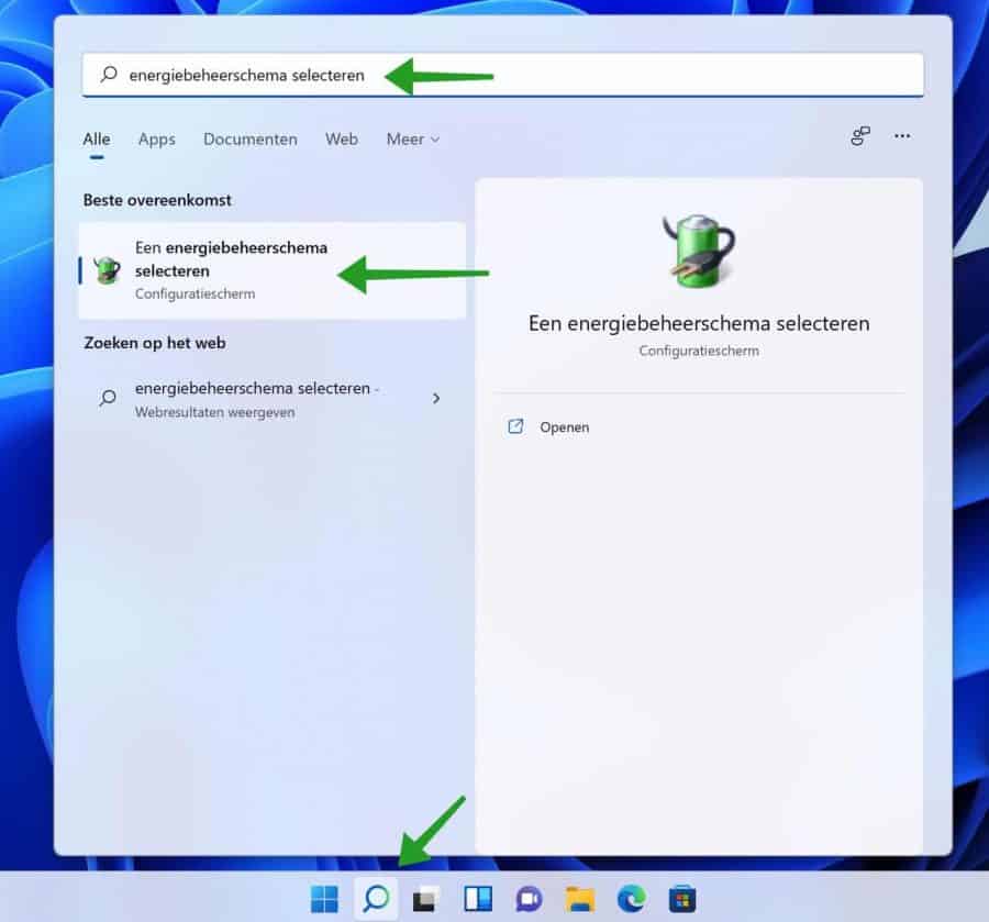 Energiebeheerschema in Windows 11