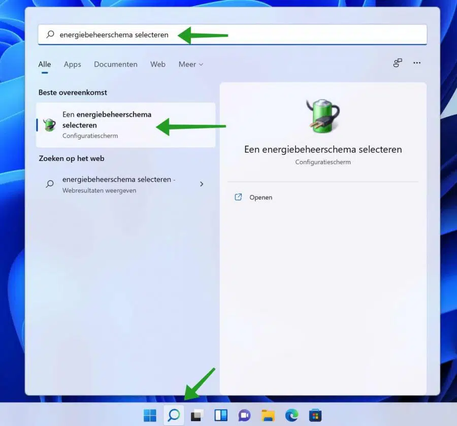 Energiebeheerschema in Windows 11