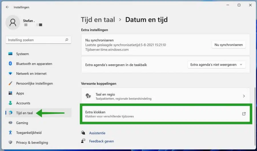 Extra klokken toevoegen in Windows 11