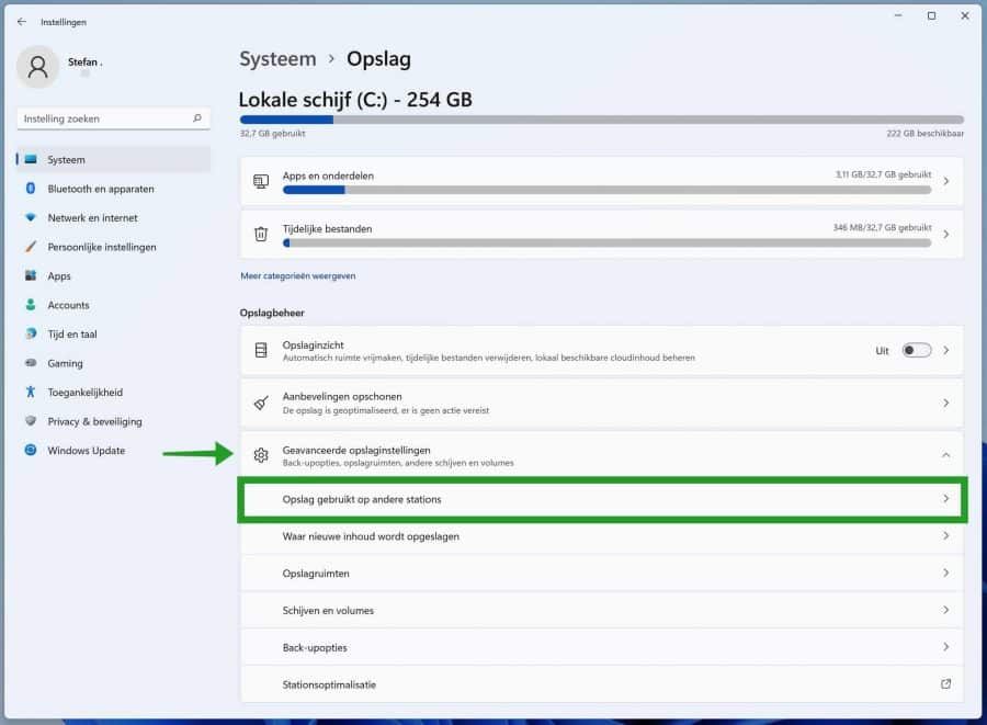 Geavanceerde opslaginstellingen in Windows 11