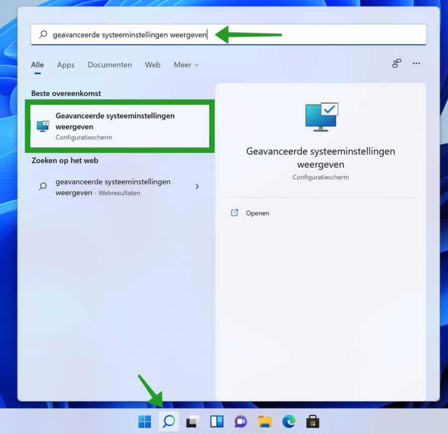 Geavanceerde systeeminstellingen in Windows 11