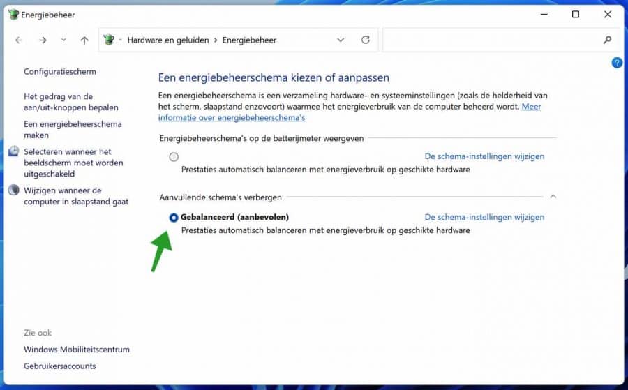 Geblanceerd energieschema