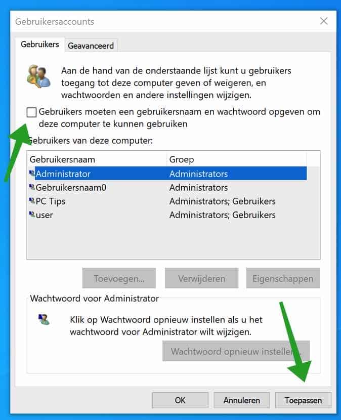 Automatisch inloggen zonder wachtwoord in Windows PC Tips
