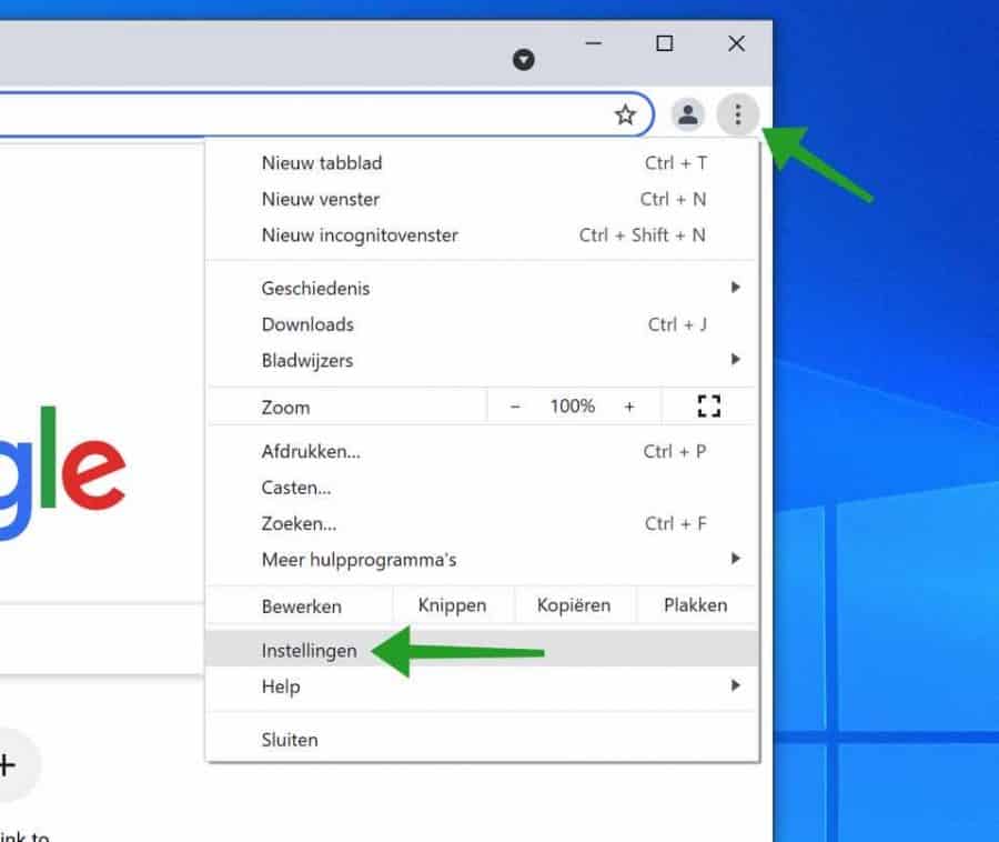 Google Chrome instellingen