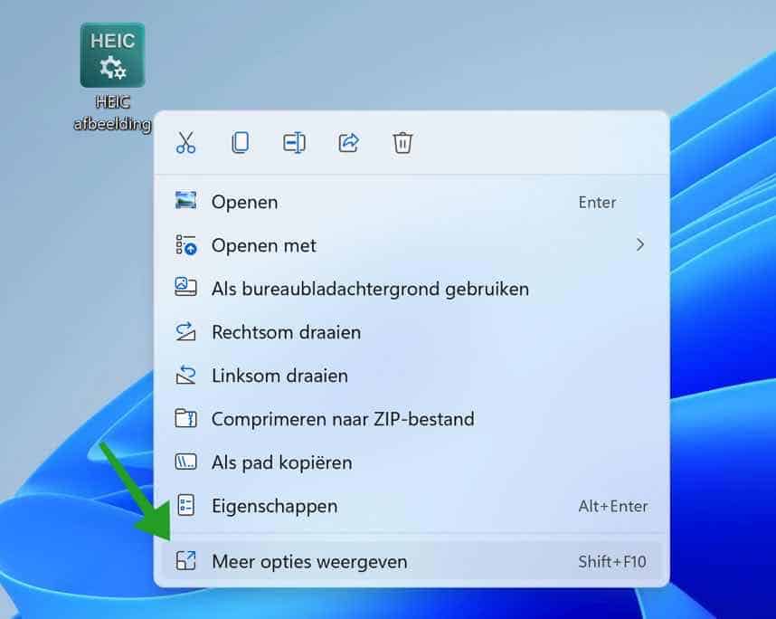 HEIC omzetten naar JPG in windows 11