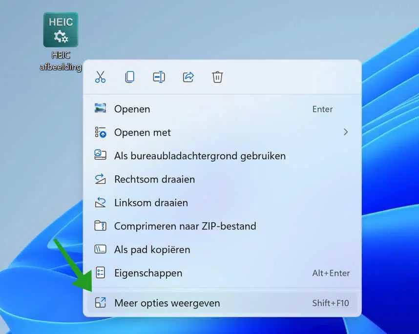 HEIC omzetten naar JPG in windows 11