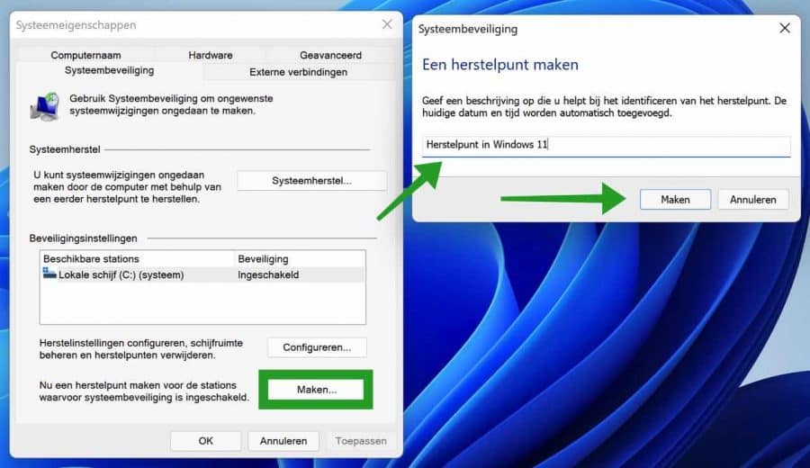 Erstellen Sie einen Wiederherstellungspunkt in Windows 11