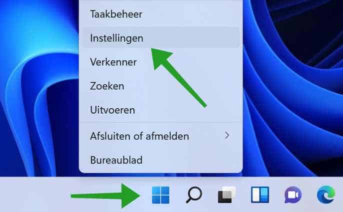 Instellingen in Windows 11