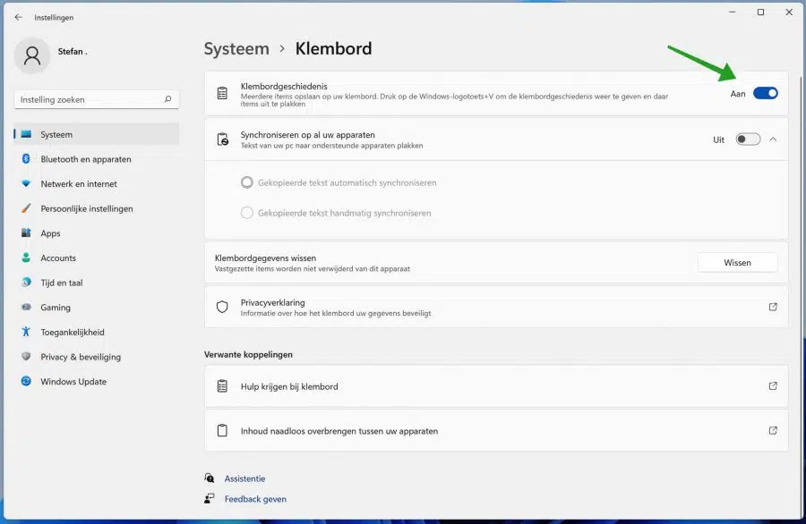 Klembordgeschiedenis Windows 11