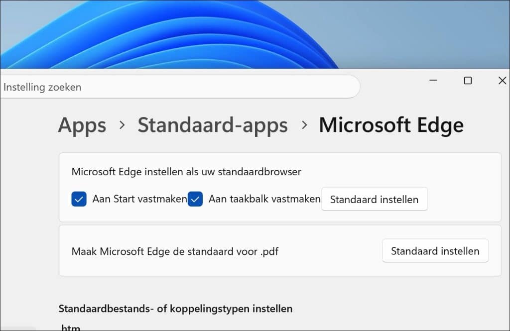 Microsoft Edge als standaardbrowser instellen in Windows 11