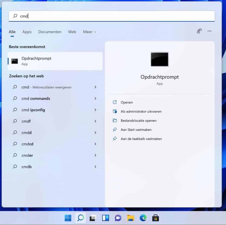 Opdrachtprompt openen