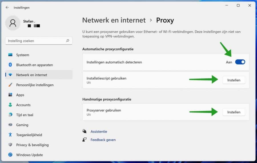 Set up proxy in Windows 11