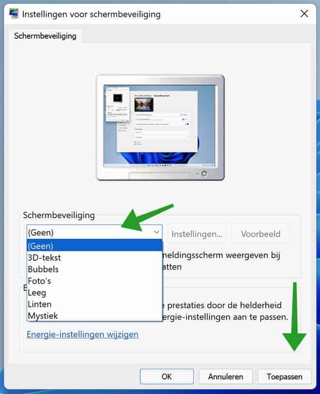 Bildschirmschoner Windows 11