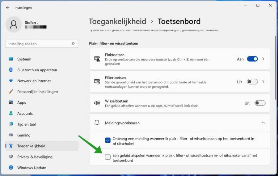 Schermtoetsenbord geluid uitschakelen