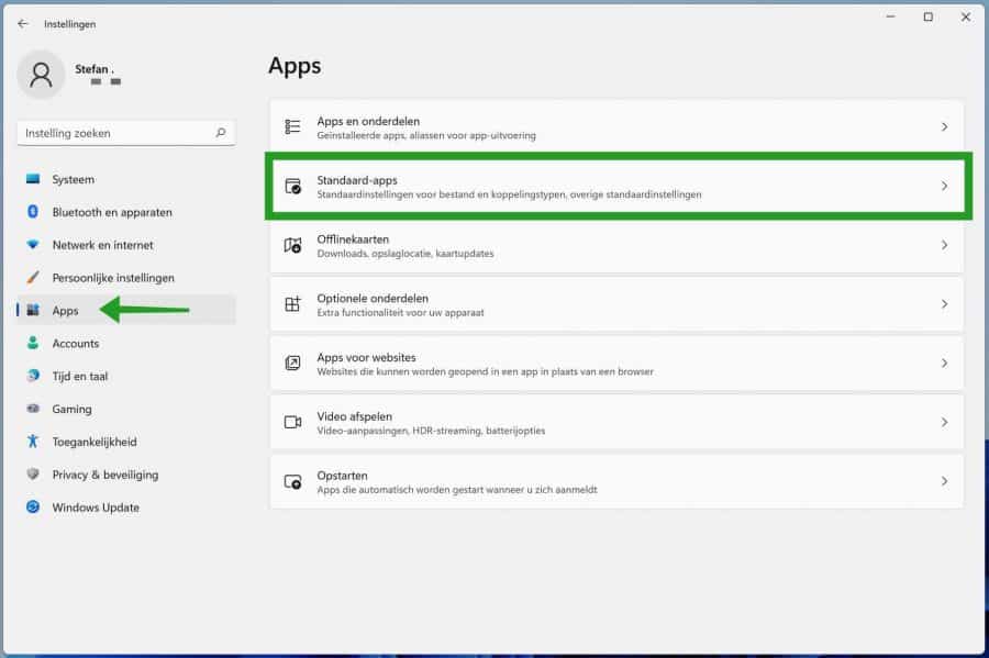 Standaard apps wijzigen