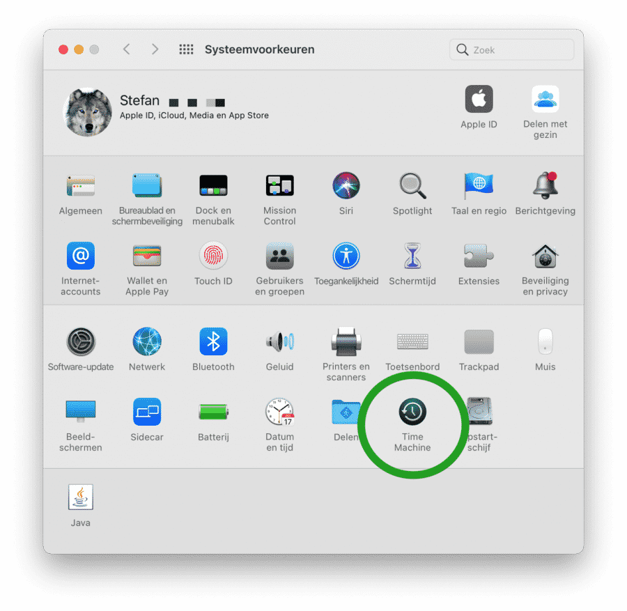 TimeMachine instellingen