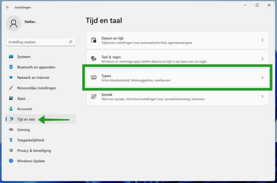 Typen instellingen in Windows 11