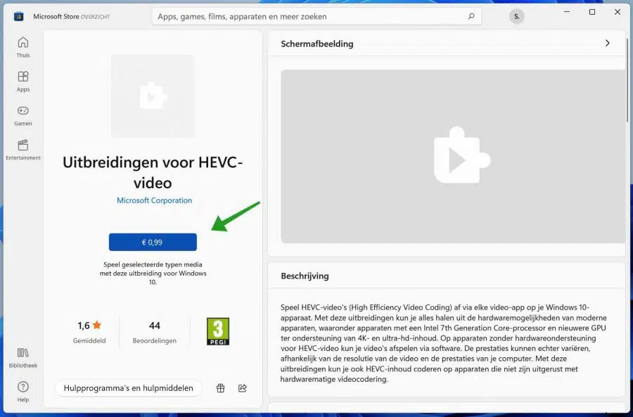 Uitbreiding voor HEVC-video extensie