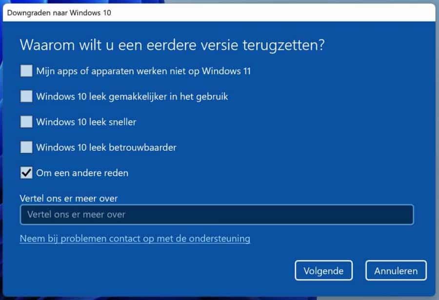 Waarom wilt u een eerdere versie terugzetten