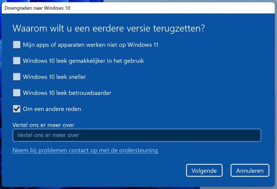 Waarom wilt u een eerdere versie terugzetten
