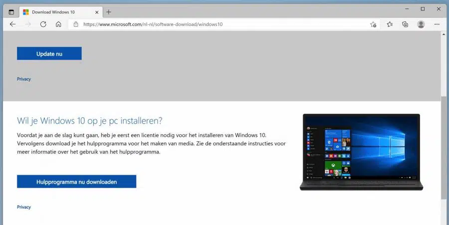 Windows 10 hulpprogramma downloaden