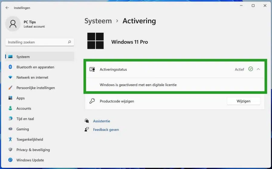 Windows 11 activeringsstatus