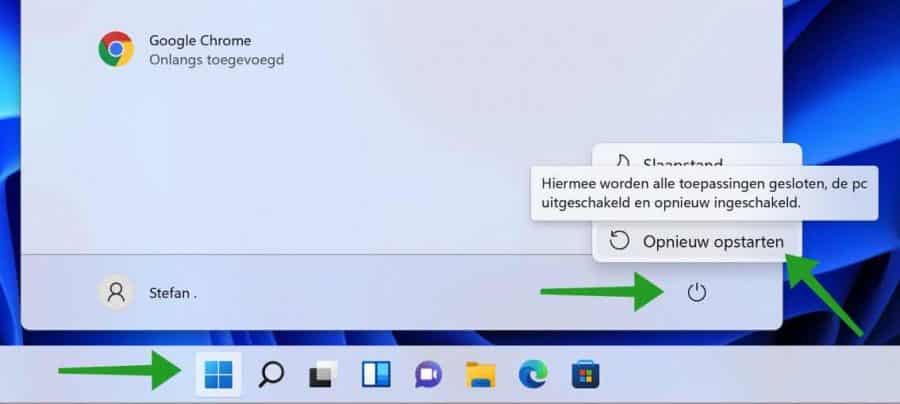 Windows 11 computer herstarten