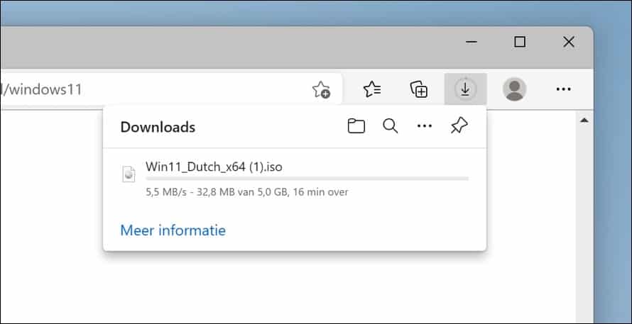Windows 11 iso wordt gedownload