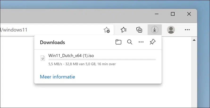 Windows 11 iso wordt gedownload