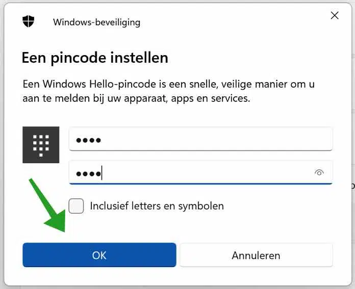 Windows Hello pincode aanmaken voor iCloud voor Windows