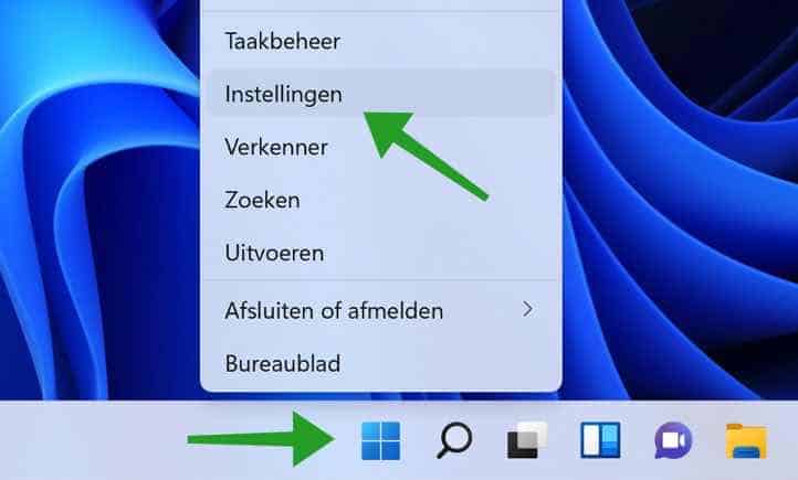 Windows instellingen openen