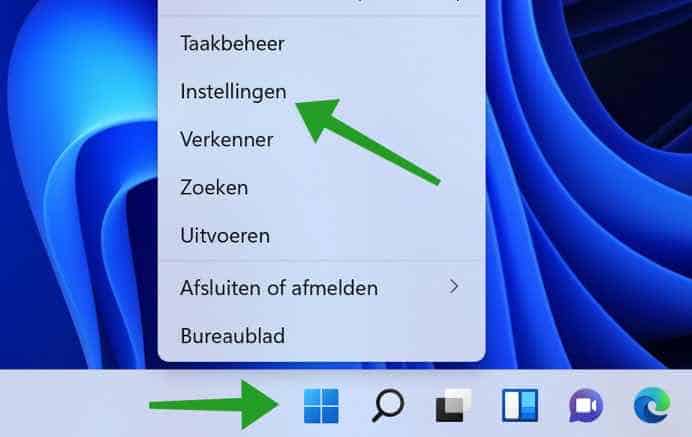 Windows instellingen openen