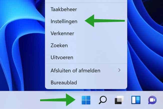 Windows instellingen openen